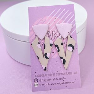 Leopard Print Design Handmade Polymer Clay Earrings Lightweight Funky